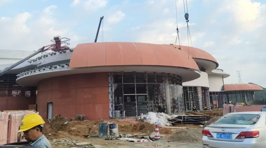 深圳西淘河服務(wù)區(qū)彩色GRC幕墻板安裝施工 深圳西淘河服務(wù)區(qū)彩色GRC幕墻板安裝施工