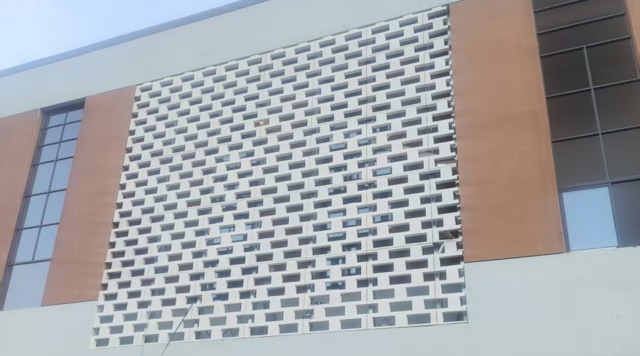 蚌埠體育館GRC鏤空幕墻板 蚌埠體育館GRC鏤空幕墻板